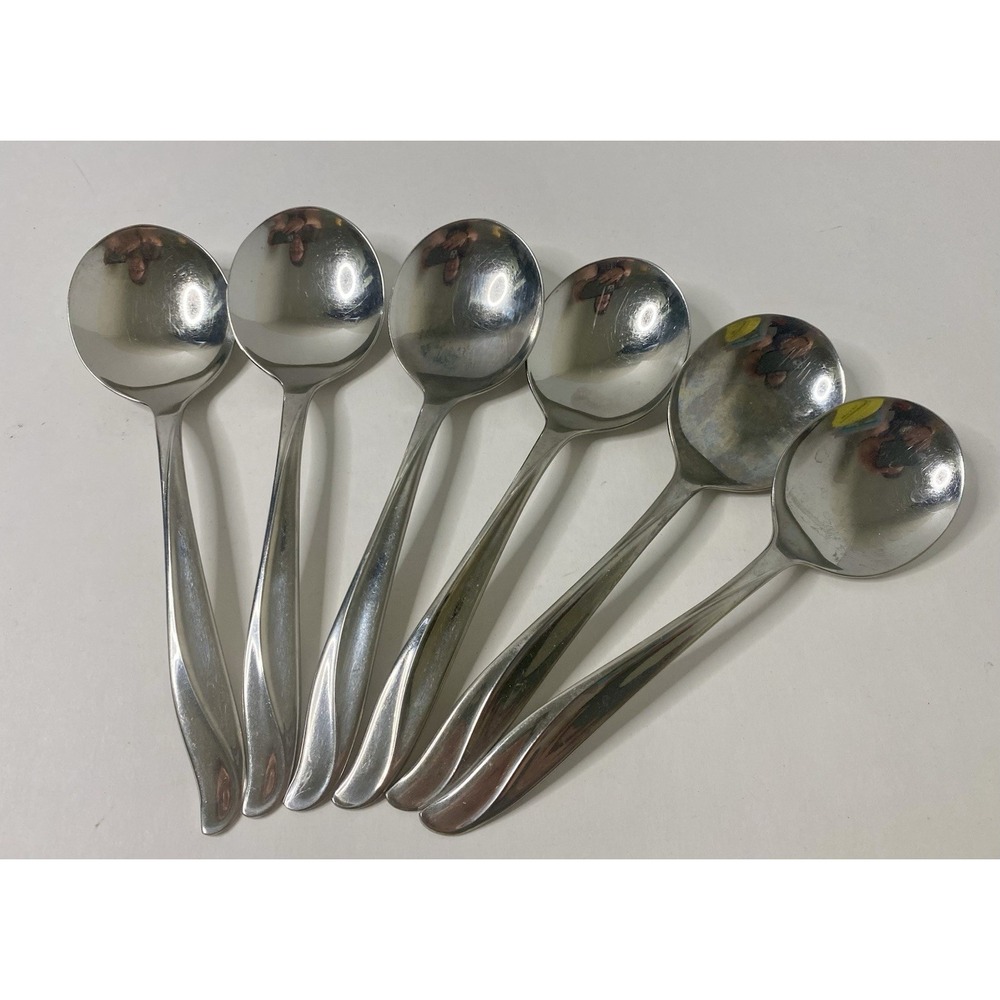International Silver Rogers Impression Round Gumbo Soup Spoon Lot 6 Replacements